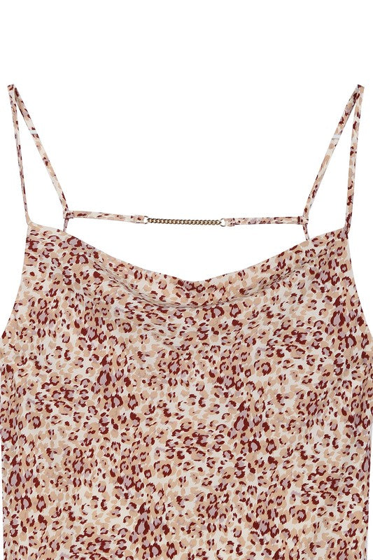 Lilou Leopard cami dress with chain trim | us.meeeshop