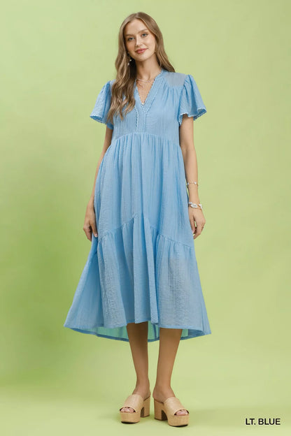umgee textured tiered Umgee Textured Tiered Midi Dress with Side Pockets view 6 (dress) - shop at us.meeeshop