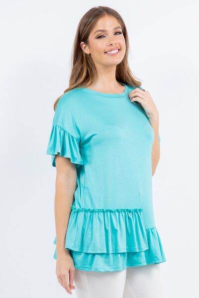 Celeste Ruffle Detail Asymmetrical Top Plus Size - us.meeeshop