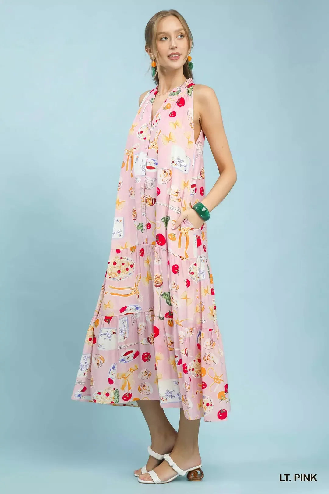 umgee abstract print Umgee Abstract Print Tiered Halter Midi Dress view 3 (dress) - shop at us.meeeshop