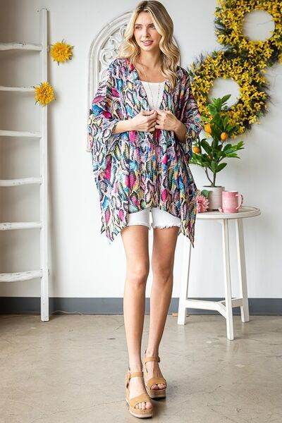 Heimish Full Size Multi Color Snake Open Cardigan Plus Size - us.meeeshop