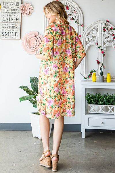 Heimish Full Size Half Sleeve Multi Color Floral Open Cardigan Plus Size - us.meeeshop