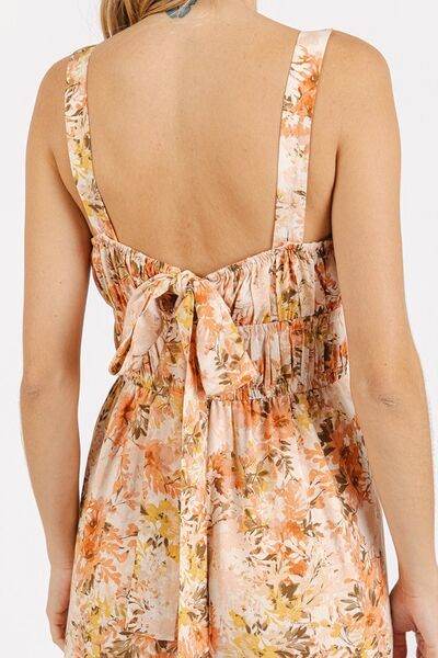 Mittoshop Flower Print Gathered Bust Sleeveless Jumpsuit - us.meeeshop