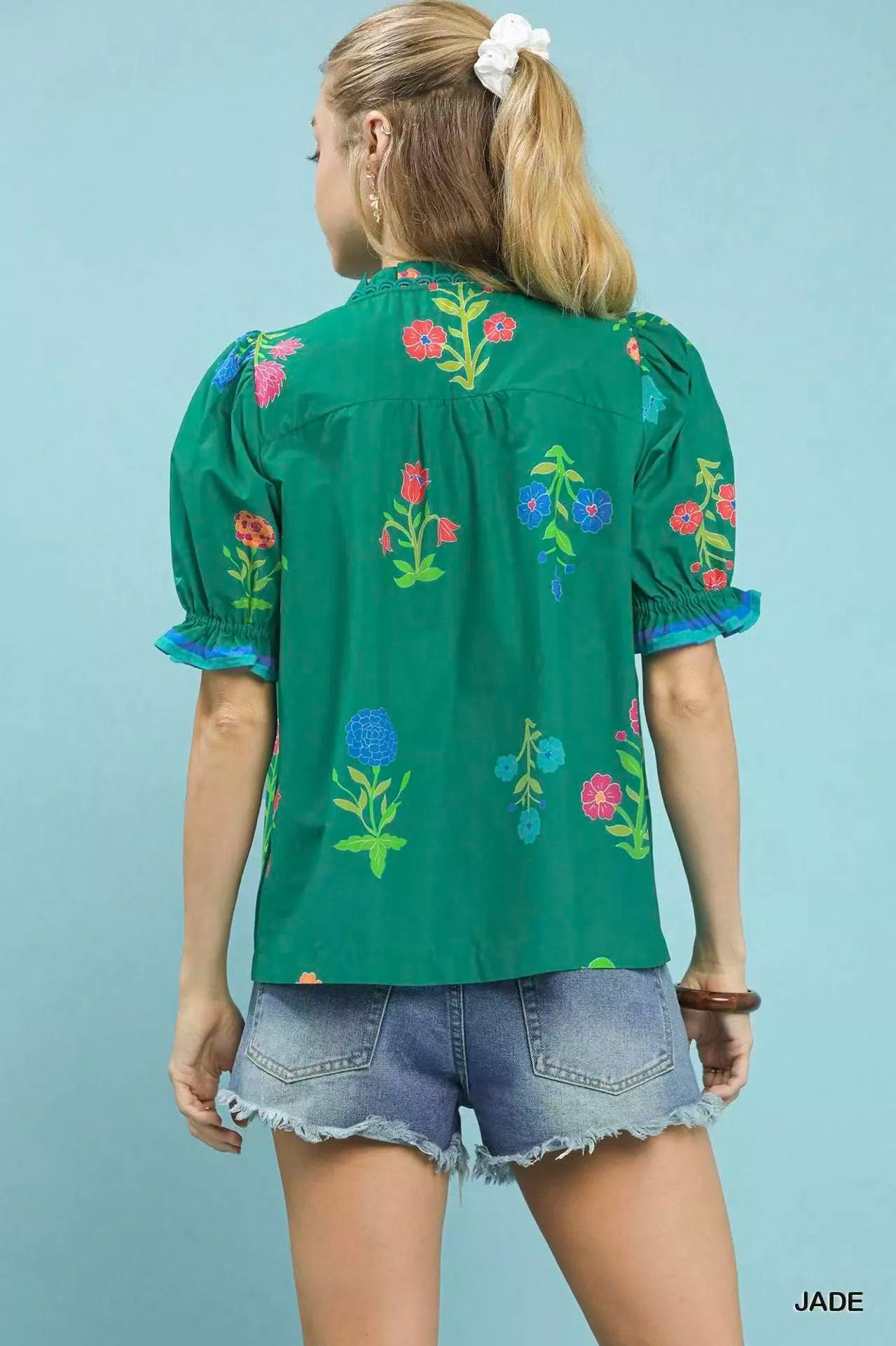 umgee petal parade Umgee Petal Parade Print Button-down Blouse view 3 (top) - shop at us.meeeshop