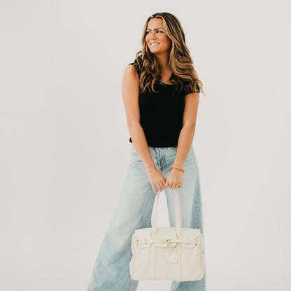 Cadence Canvas and Vegan Leather Tote view 10 - Cadence Canvas Bag