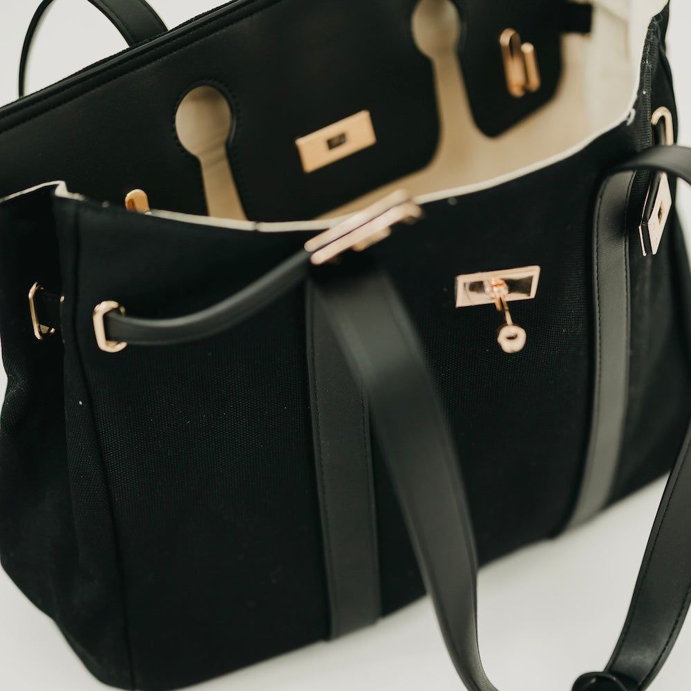 Cadence Canvas and Vegan Leather Tote view 11 - Cadence Canvas Bag