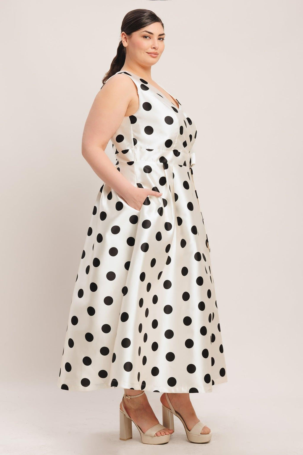 Café Noir Polka Woven Midi Dress view 10 (dress) - pol dress, pol midi dress, pol caf noir dress - shop at us.meeeshop