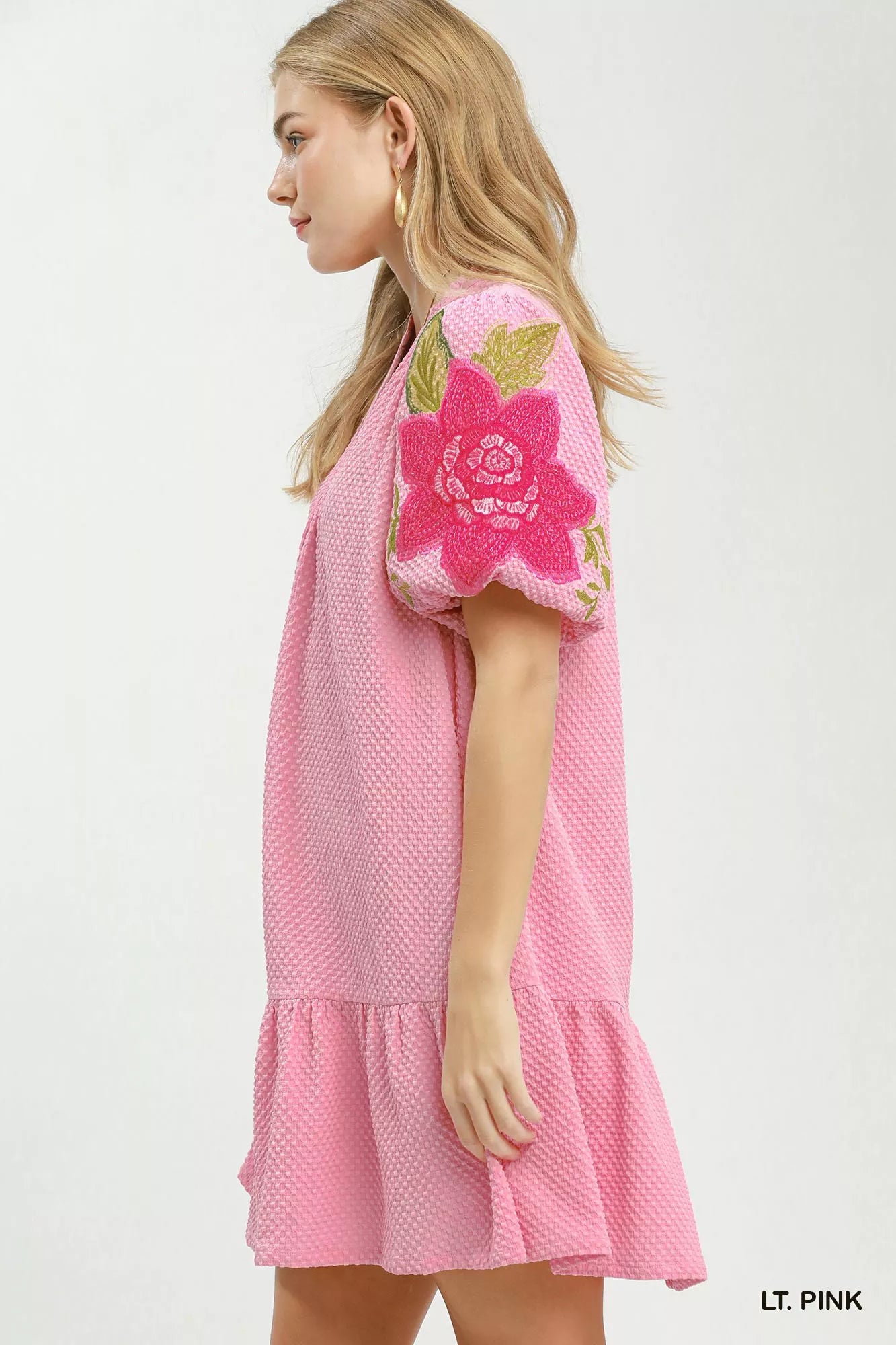 umgee floral embroidered Umgee Floral Embroidered Textured Jacquard Dress view 2 (dress) - shop at us.meeeshop