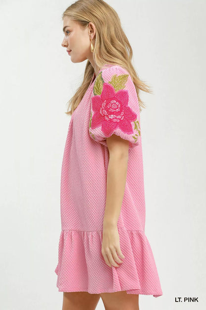 umgee floral embroidered Umgee Floral Embroidered Textured Jacquard Dress view 2 (dress) - shop at us.meeeshop