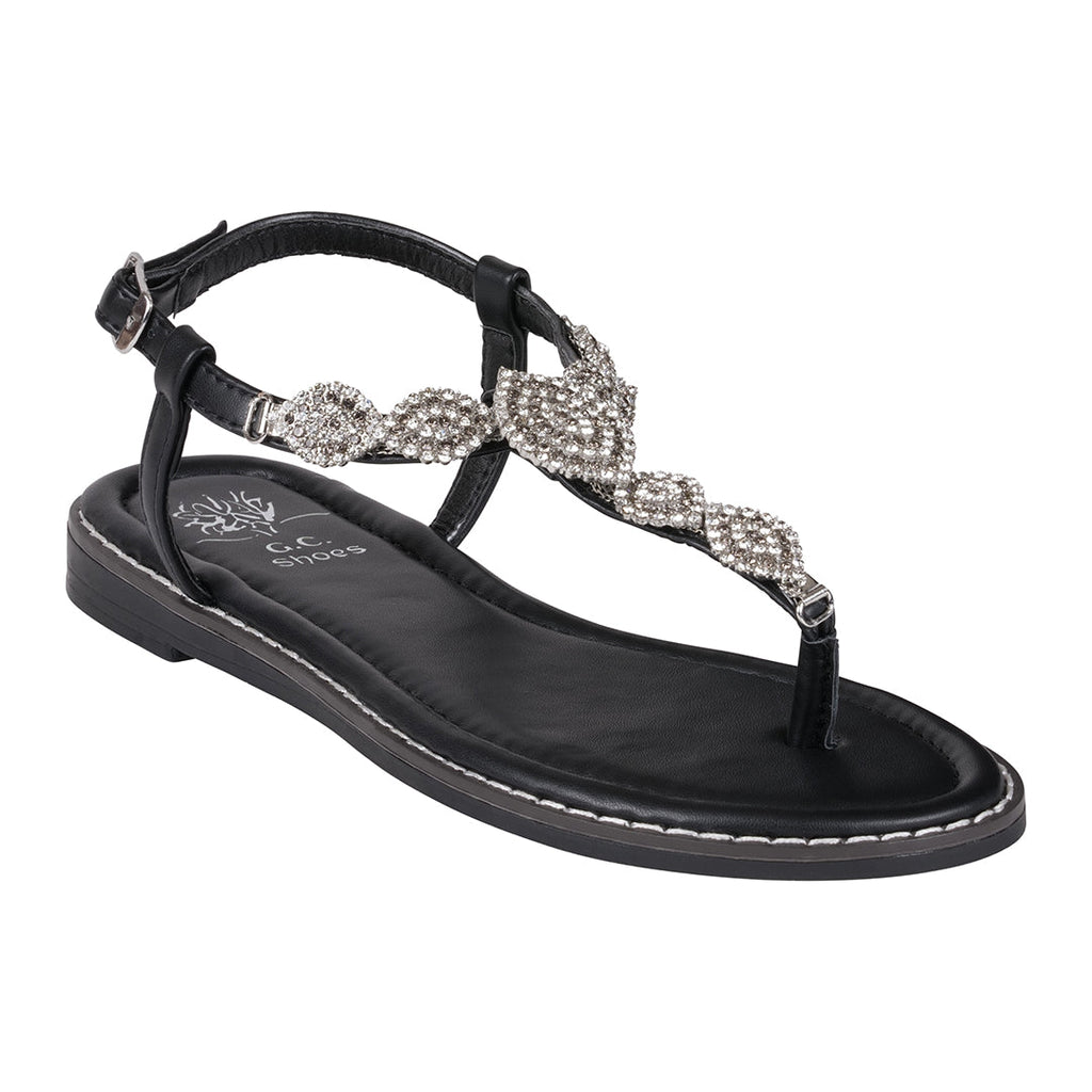 Cali Black Jeweled T-strap Slingback Flat Sandals Black (bag) - skechers cali black sandals, amazon ca  - shop at us.meeeshop