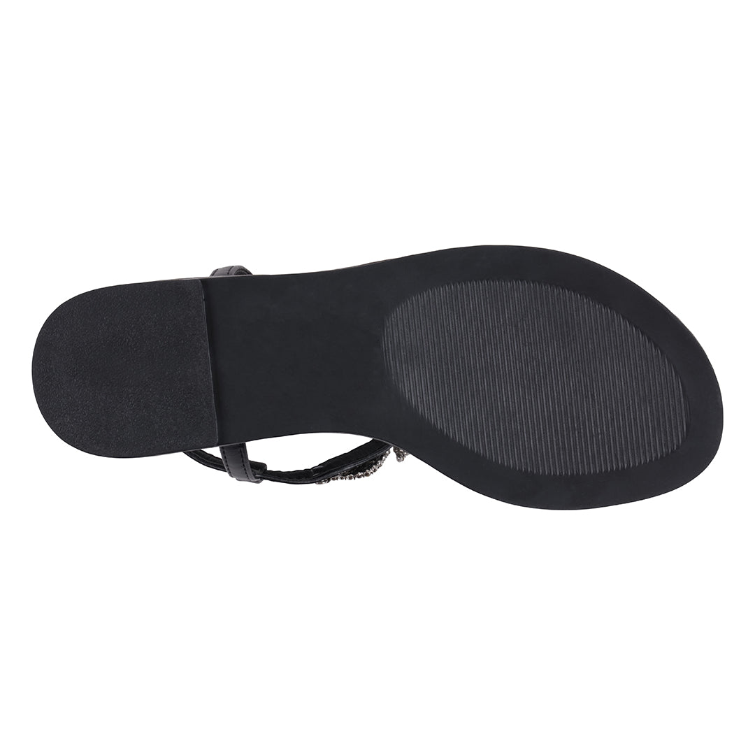Cali Black Jeweled T-strap Slingback Flat Sandals Black view 3 (bag) - skechers cali black sandals, ama - shop at us.meeeshop