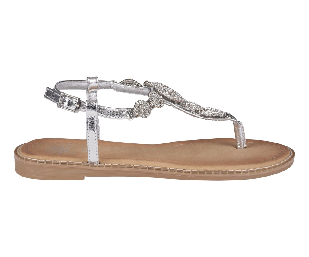 Cali Silver Jeweled T-strap Slingback Flat Sandals Silver view 2 (bag) - flat sandals, slingback flat s - shop at us.meeeshop