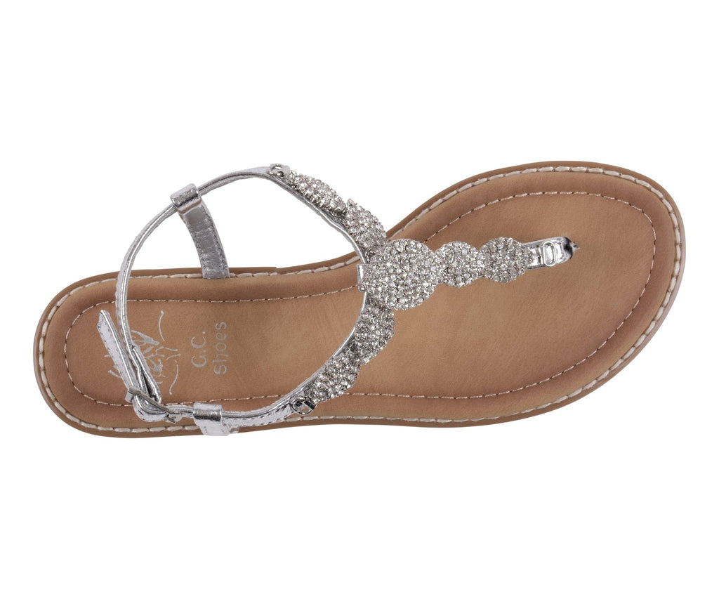 Cali Silver Jeweled T-strap Slingback Flat Sandals Silver view 3 (bag) - flat sandals, slingback flat s - shop at us.meeeshop
