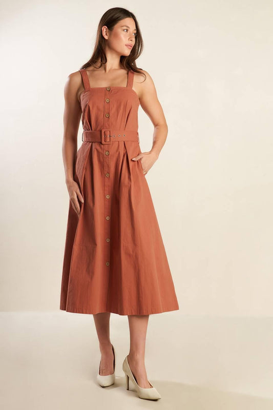 California Dreaming Woven Midi Dress in OATMEAL view 2 - California Dreaming Dress Code