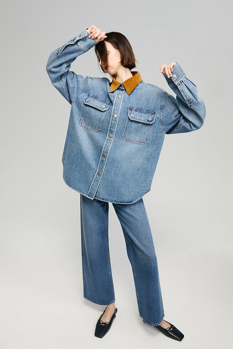 California Sunset Denim Shirt - MeeeShop Women's Fashion