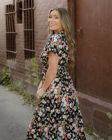Calla V Neck Pleated Tiered Maxi Dress in M view 2