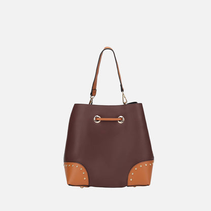 Callie Bucket Bag and Wallet Set in Black Cognac view 4 - Set Bag (one-piece)