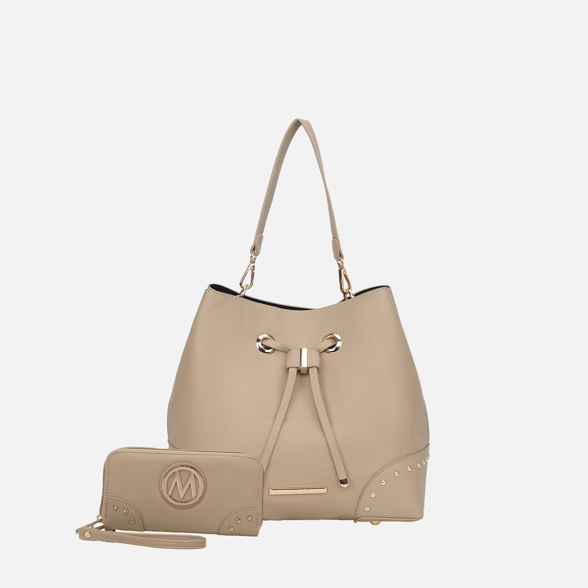 Callie Bucket Bag and Wallet Set in Charcoal Light Gray view 8 - Set Bag (one-piece)
