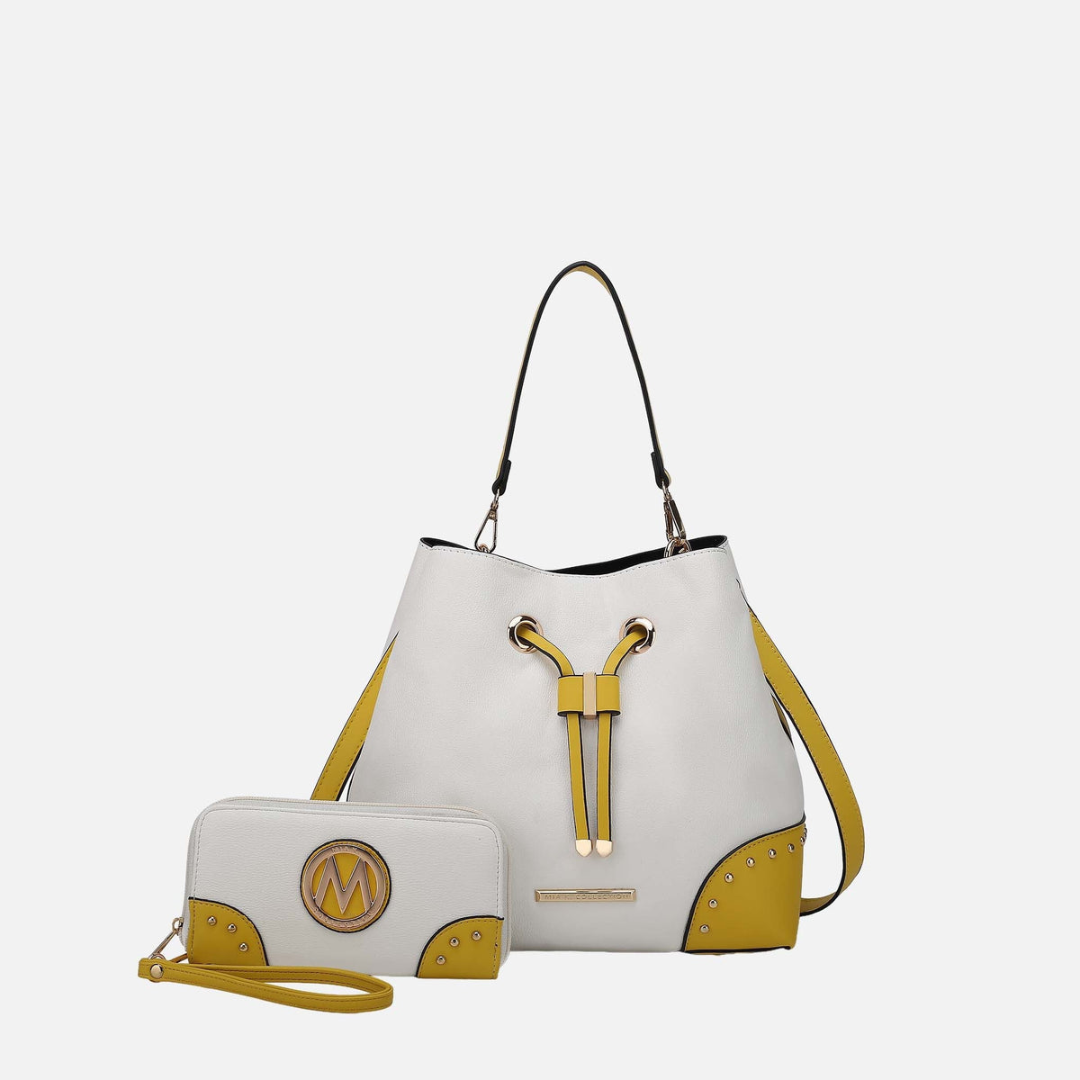Callie Bucket Bag and Wallet Set in Ivory Brown view 9 - Set Bag (one-piece)