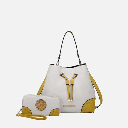 Callie Bucket Bag and Wallet Set in Ivory Brown view 9 - Set Bag (one-piece)