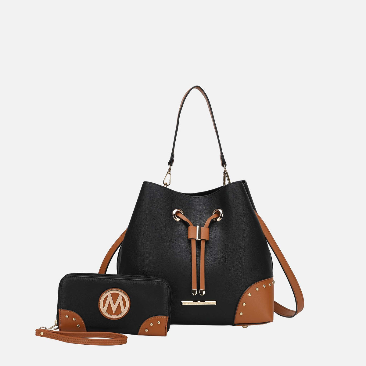 Callie Bucket Bag and Wallet Set in White Yellow view 10 - Set Bag (one-piece)