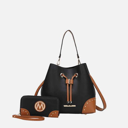 Callie Bucket Bag and Wallet Set in White Yellow view 10 - Set Bag (one-piece)