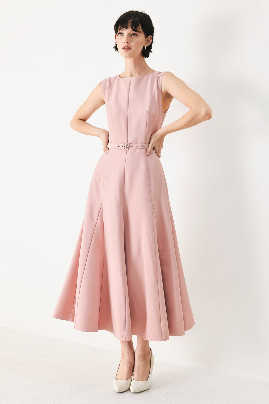 Calm Afterglow Blush Woven Midi Dress BLUSH (dress) - midi dress, woven midi dress - shop at us.meeeshop