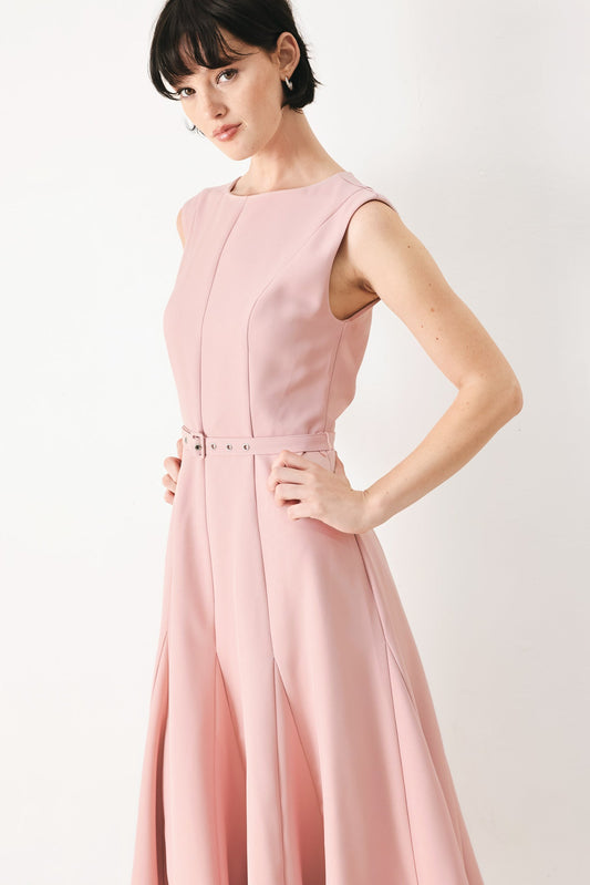 Calm Afterglow Blush Woven Midi Dress in BLUSH view 2