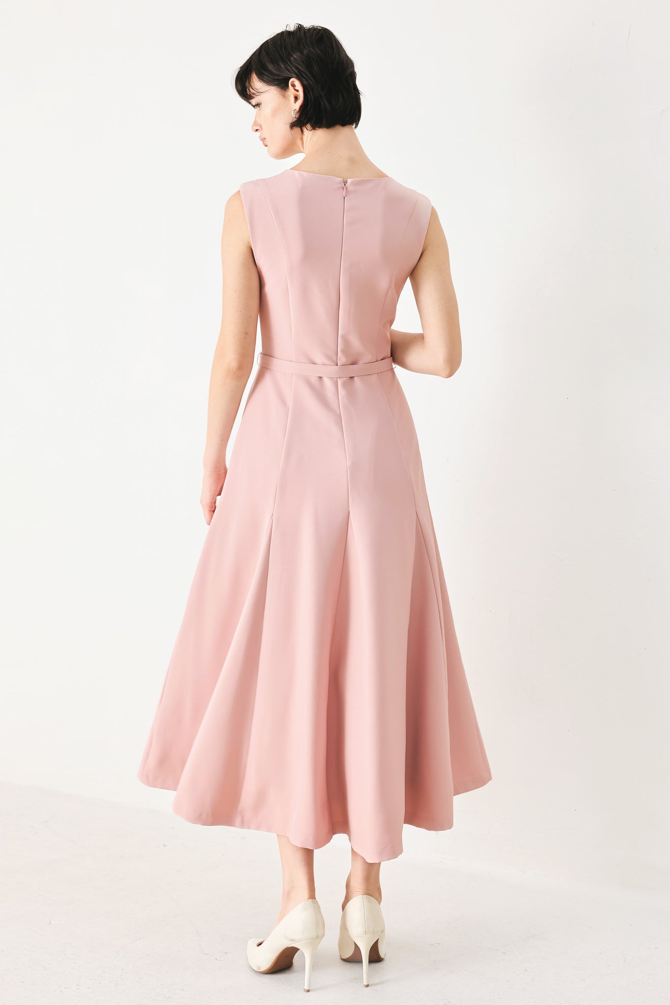 Calm Afterglow Blush Woven Midi Dress in BLUSH view 3