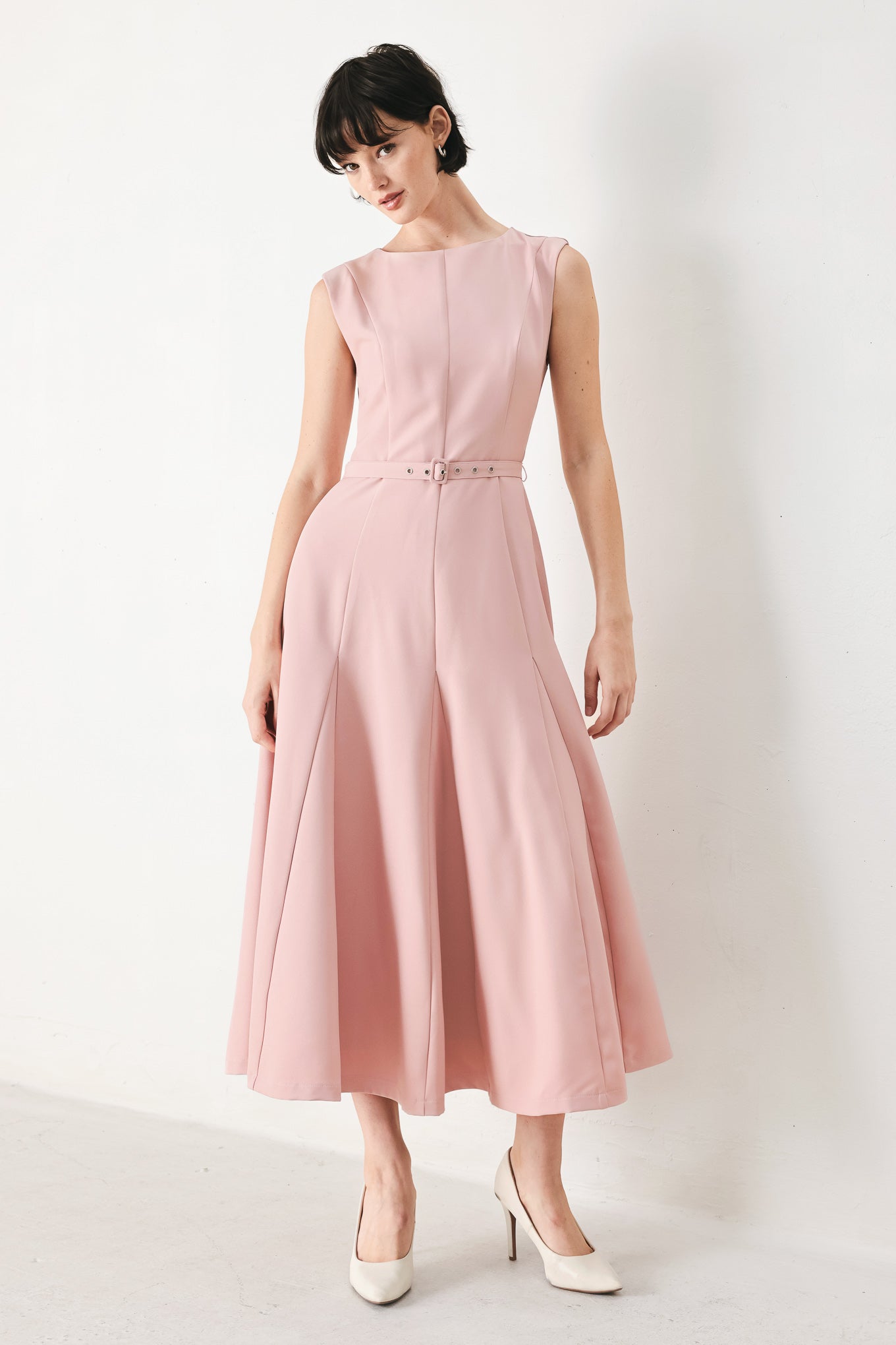 Calm Afterglow Blush Woven Midi Dress view 6
