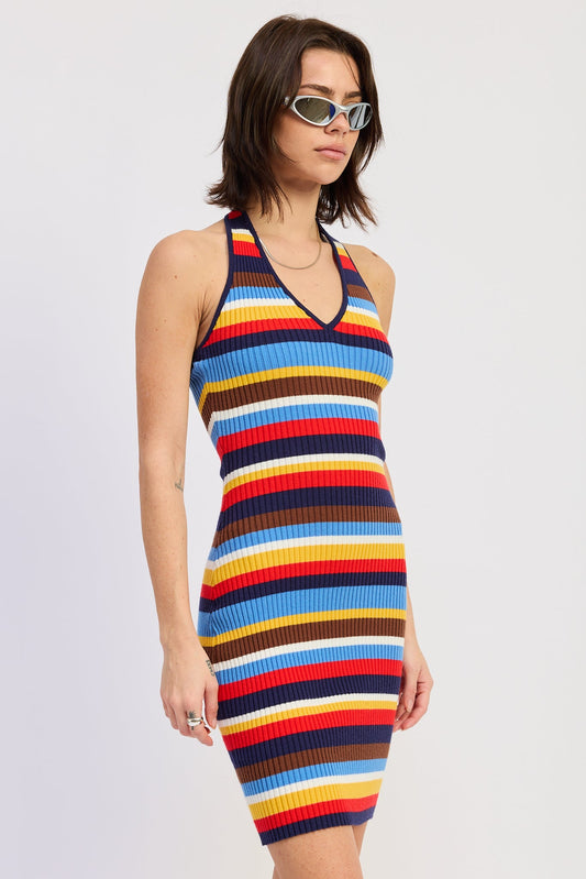 Calyx Mini Dress in Navy Multi view 2 - Simkhai Calyx Mini Dress