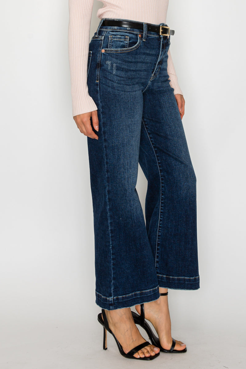 Camille High Rise Cropped Palazzo Jeans in 11 (29) view 6 - High-Waisted (top)