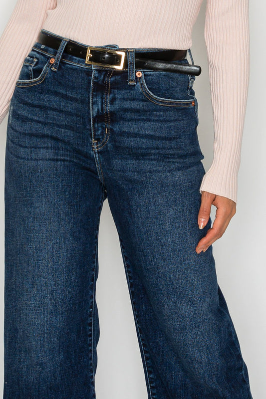 Camille High Rise Cropped Palazzo Jeans in 3 (25) view 2 - High-Waisted (top)