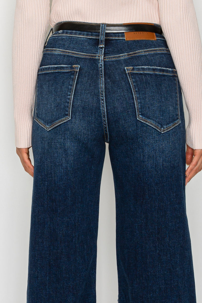 Camille High Rise Cropped Palazzo Jeans in 7 (27) view 4 - High-Waisted (top)
