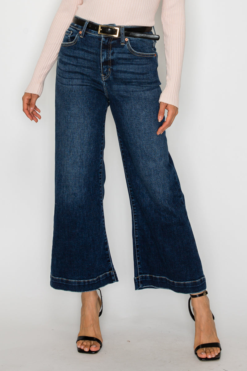 Camille High Rise Cropped Palazzo Jeans in 9 (28) view 5 - High-Waisted (top)