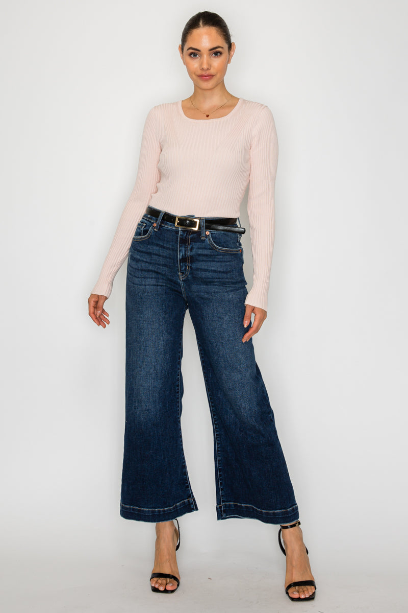 Camille High Rise Cropped Palazzo Jeans view 8 - High-Waisted (top)