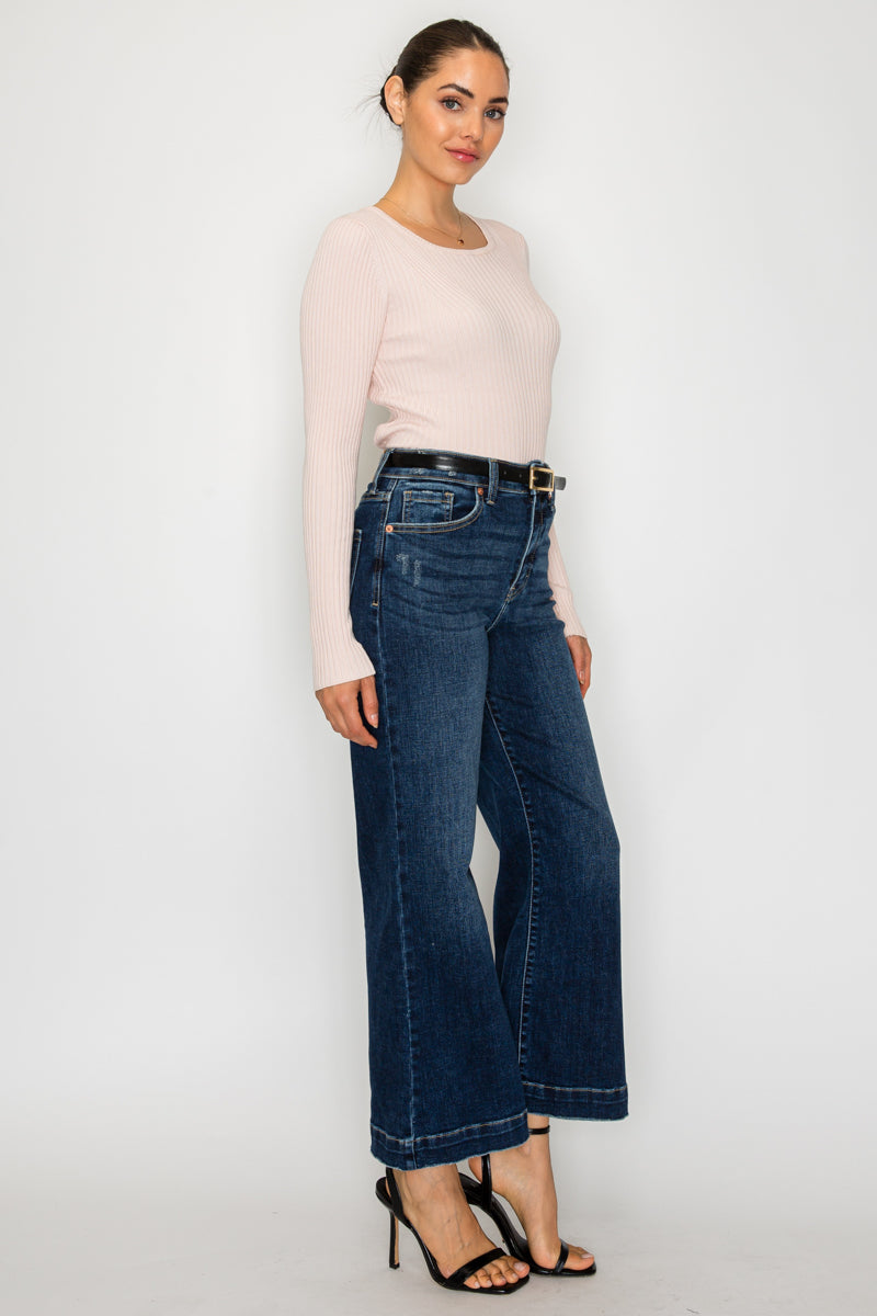 Camille High Rise Cropped Palazzo Jeans view 9 - High-Waisted (top)