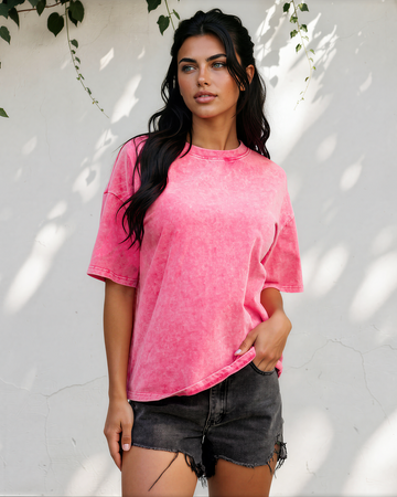 Campbell Cotton Mineral Washed Tee in Mint Green (top)