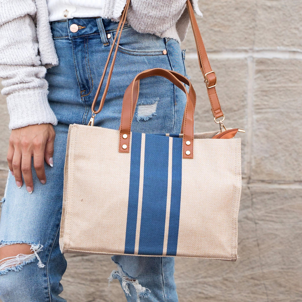 Canvas Stripe Tote view 5 (bag) - canvas stripe tote bag, trader joe's striped canvas tote, striped can - shop at us.meeeshop