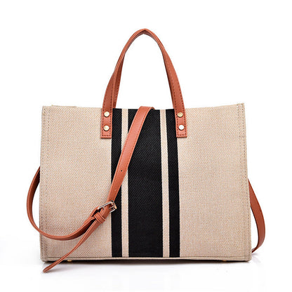 Canvas Stripe Tote view 8 - Canvas Stripe Tote Bag