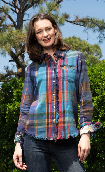 Cape Cod Top Blue and Violet Yarn-dyed Plaid in XS - Cape Cod Top Things To Do