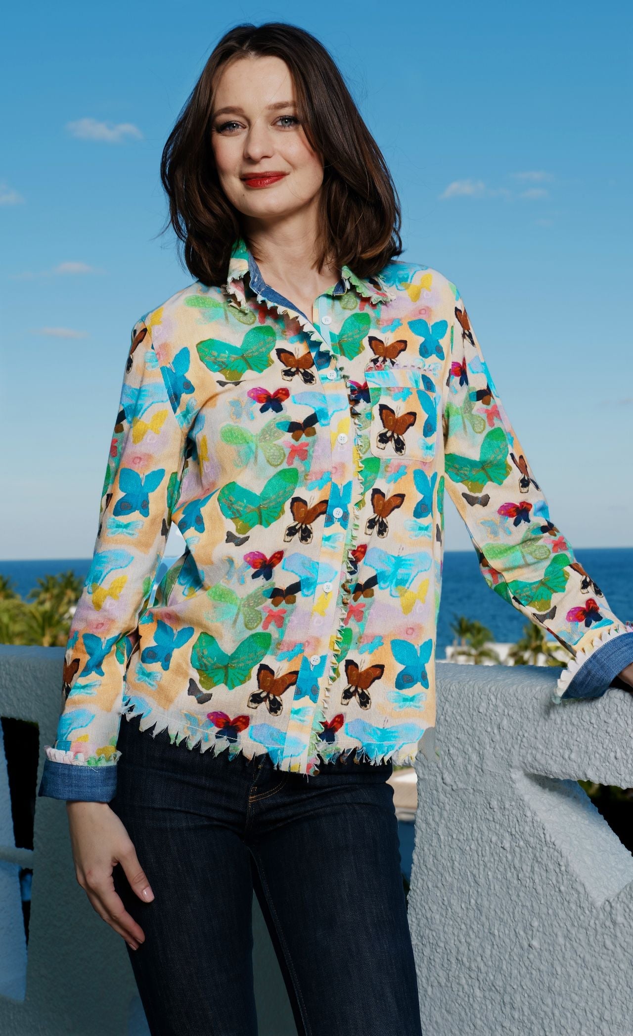 Cape Cod Top with Neutral Ground Butterflies in XS - Cape Cod Top Restaurants