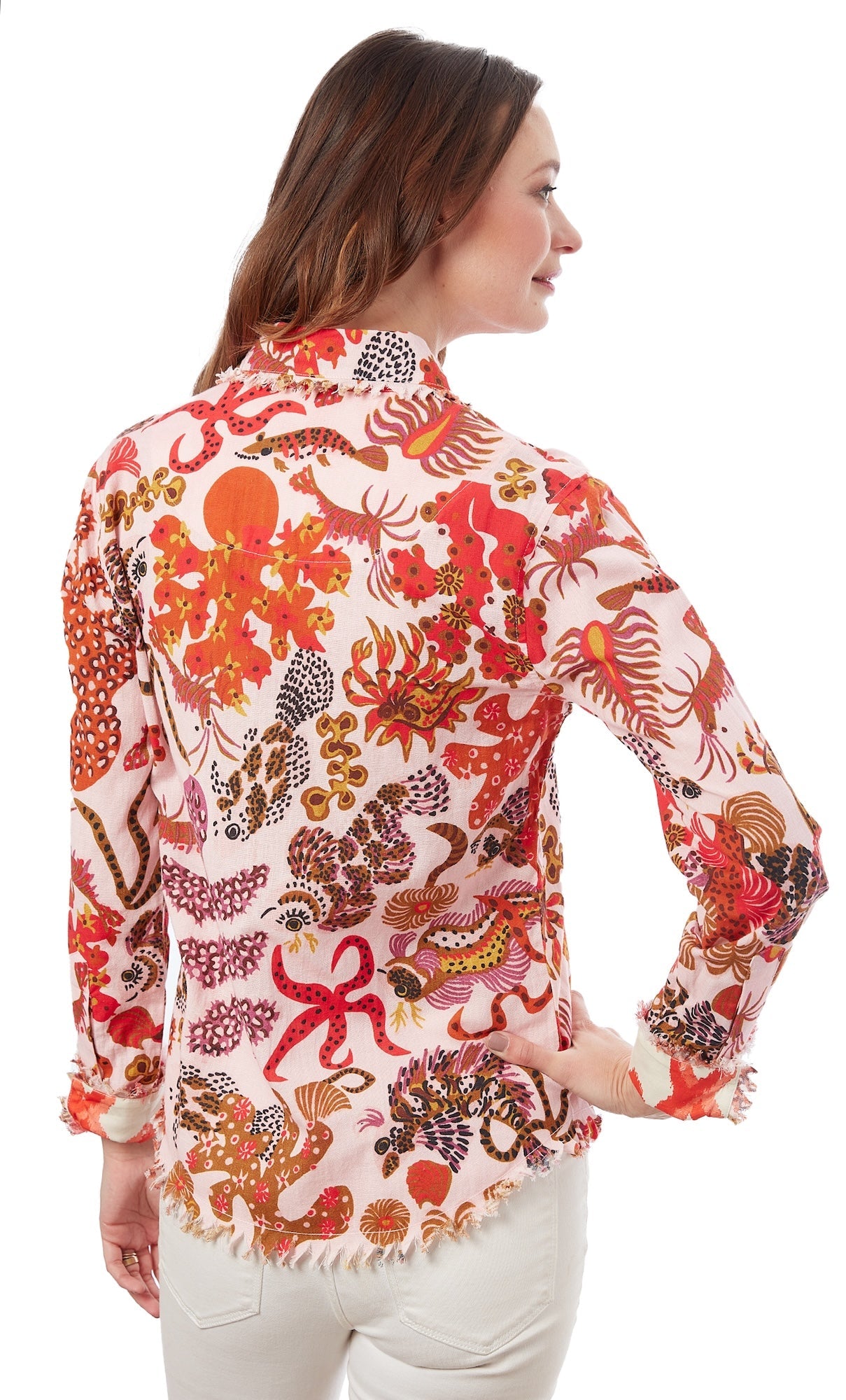 Cape Cod Tunic Sea Creatures Print in L view 4 - Cape Cod Prints (top)