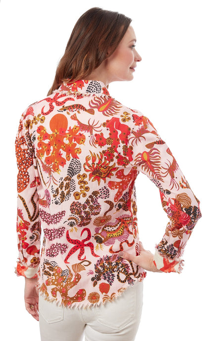Cape Cod Tunic Sea Creatures Print in L view 4 - Cape Cod Prints (top)