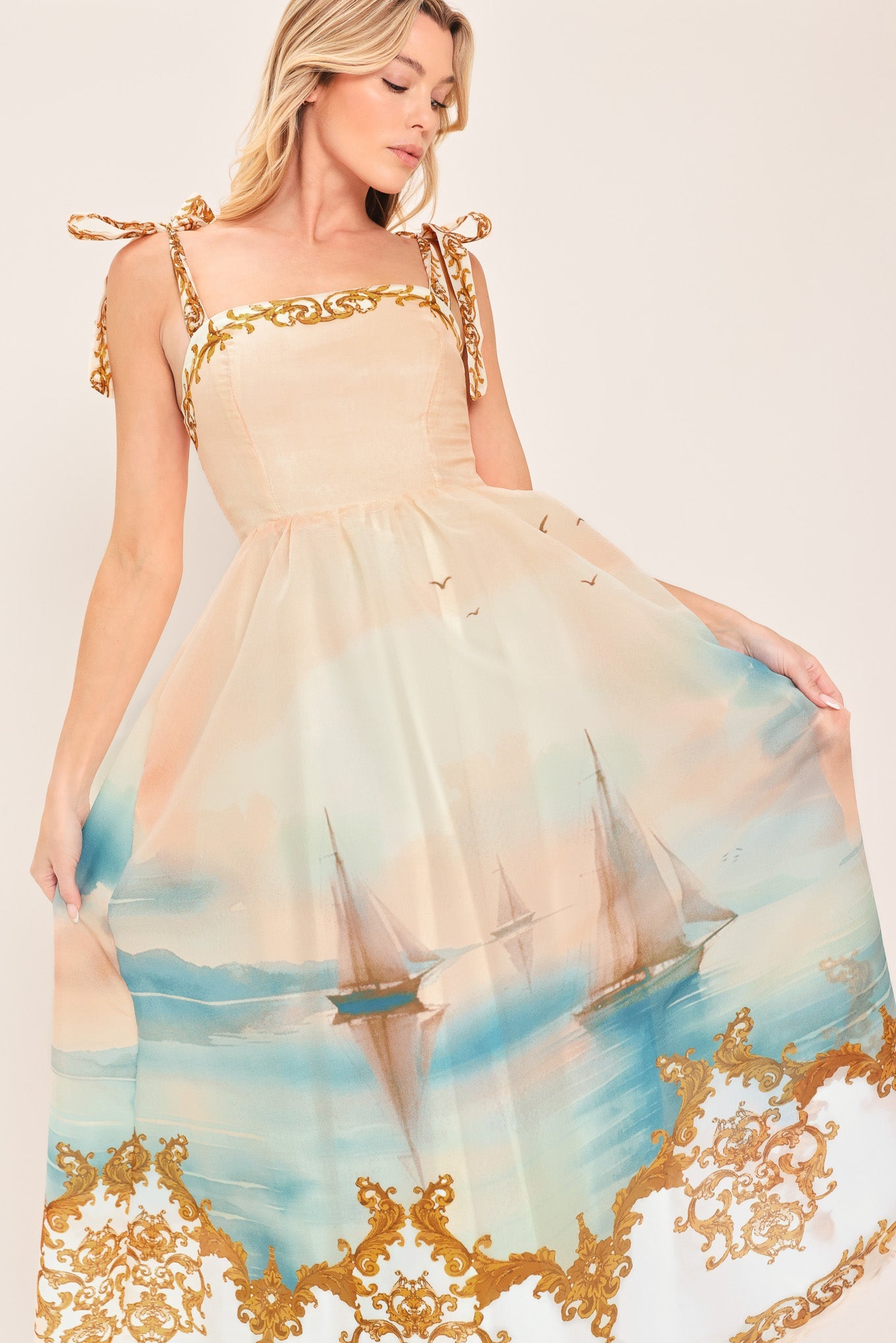 Capri Coastlin Woven Midi Dress view 5