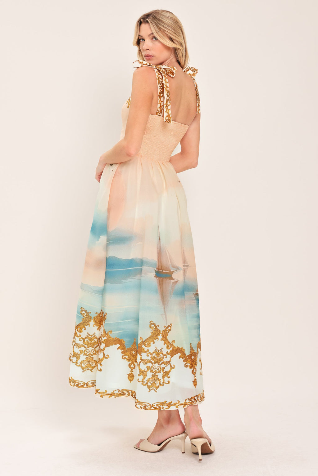 Capri Coastlin Woven Midi Dress view 6 (dress) - midi dress, woven midi dress - shop at us.meeeshop