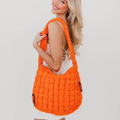 Carmen Quilted Hobo Tote Bag in Emerald view 5
