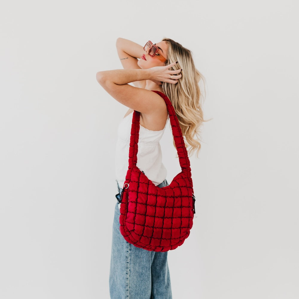 Carmen Quilted Hobo Tote Bag view 11