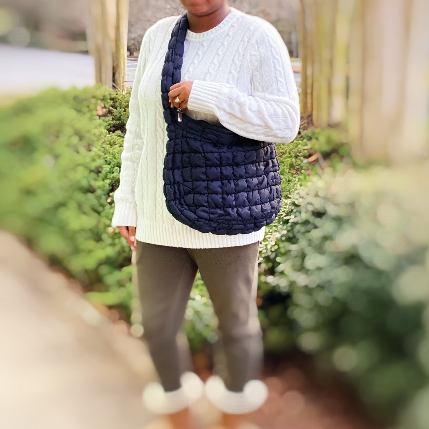 Carry All Quilted Cross Body Bag in Black - Carry All Bag Lv
