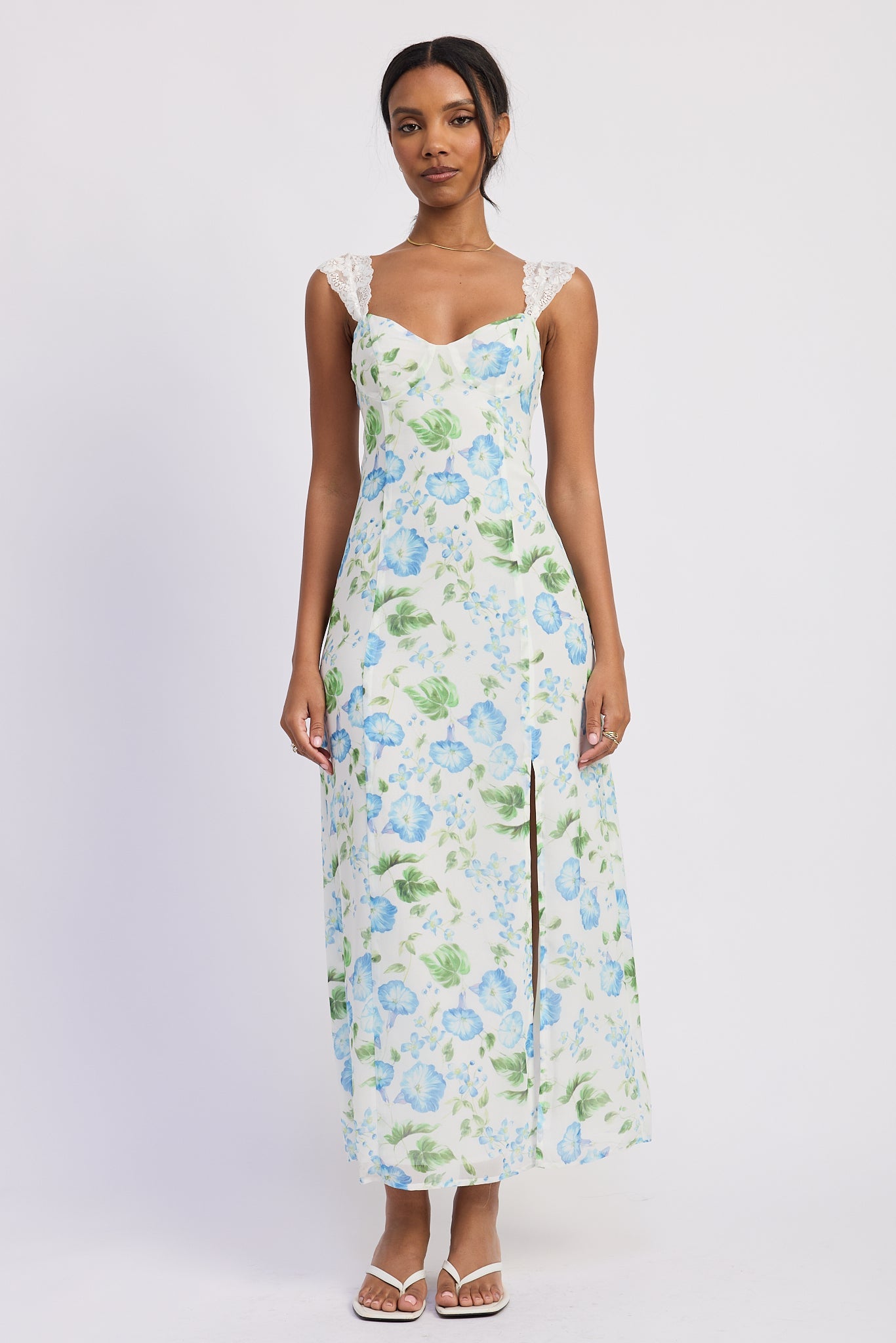 Cassia Maxi Dress in Blue Morning Floral - Cassia Flora Maxi Dress